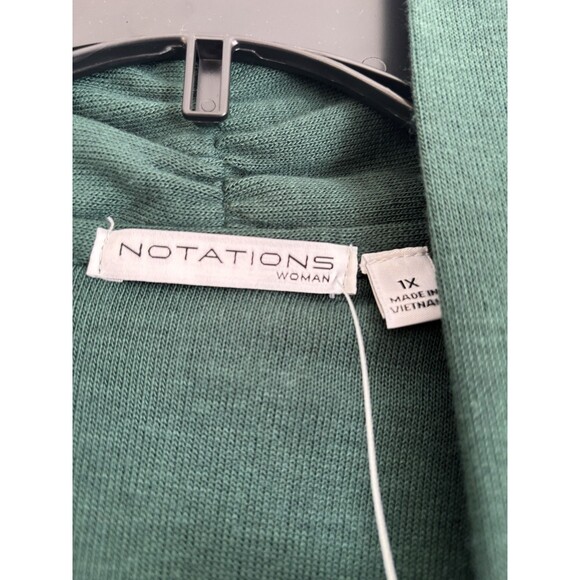 Notations Cardigan Open Front Sweater Color Green Size Plus 1X knitted - Picture 5 of 8